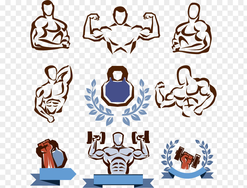Fitness Creative Hand-painted Logo Centre Physical Weight Training Clip Art PNG