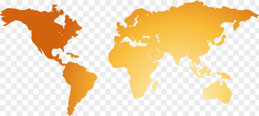 Orange Vector Map Of The World Globe PNG