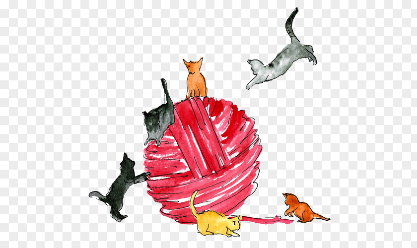 Red Hair Ball Cat Kitty Illustration PNG