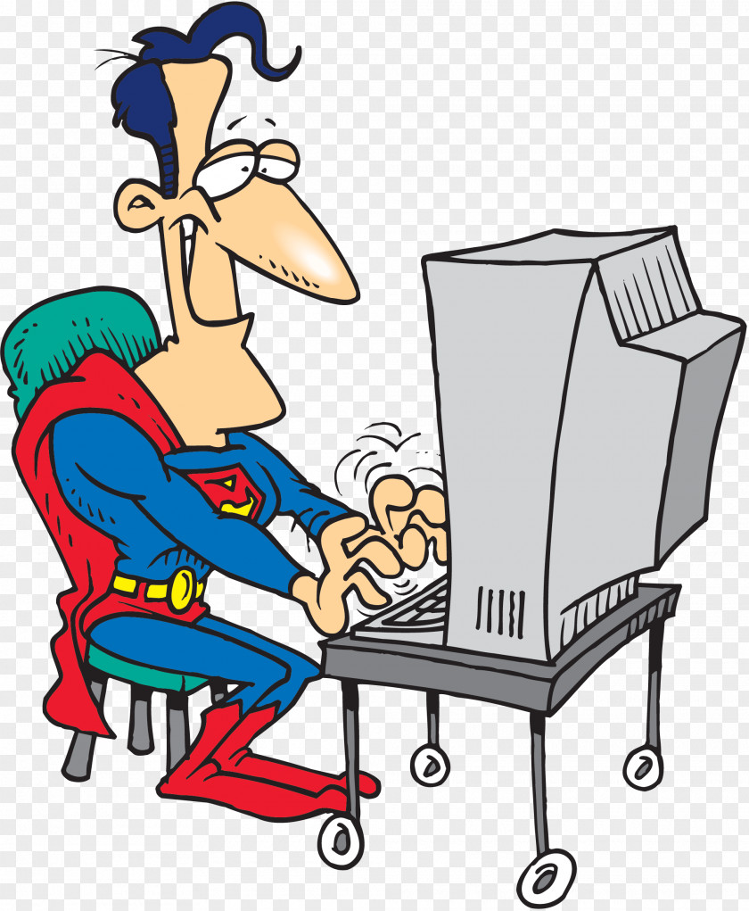 Cartoon Computer Superman Clip Art PNG