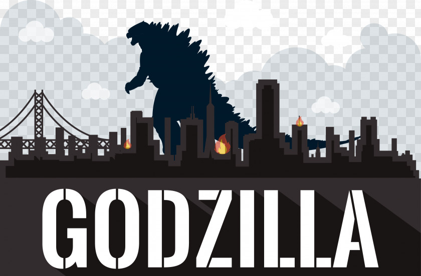 Godzilla Monster Vector Illustration Film Poster PNG