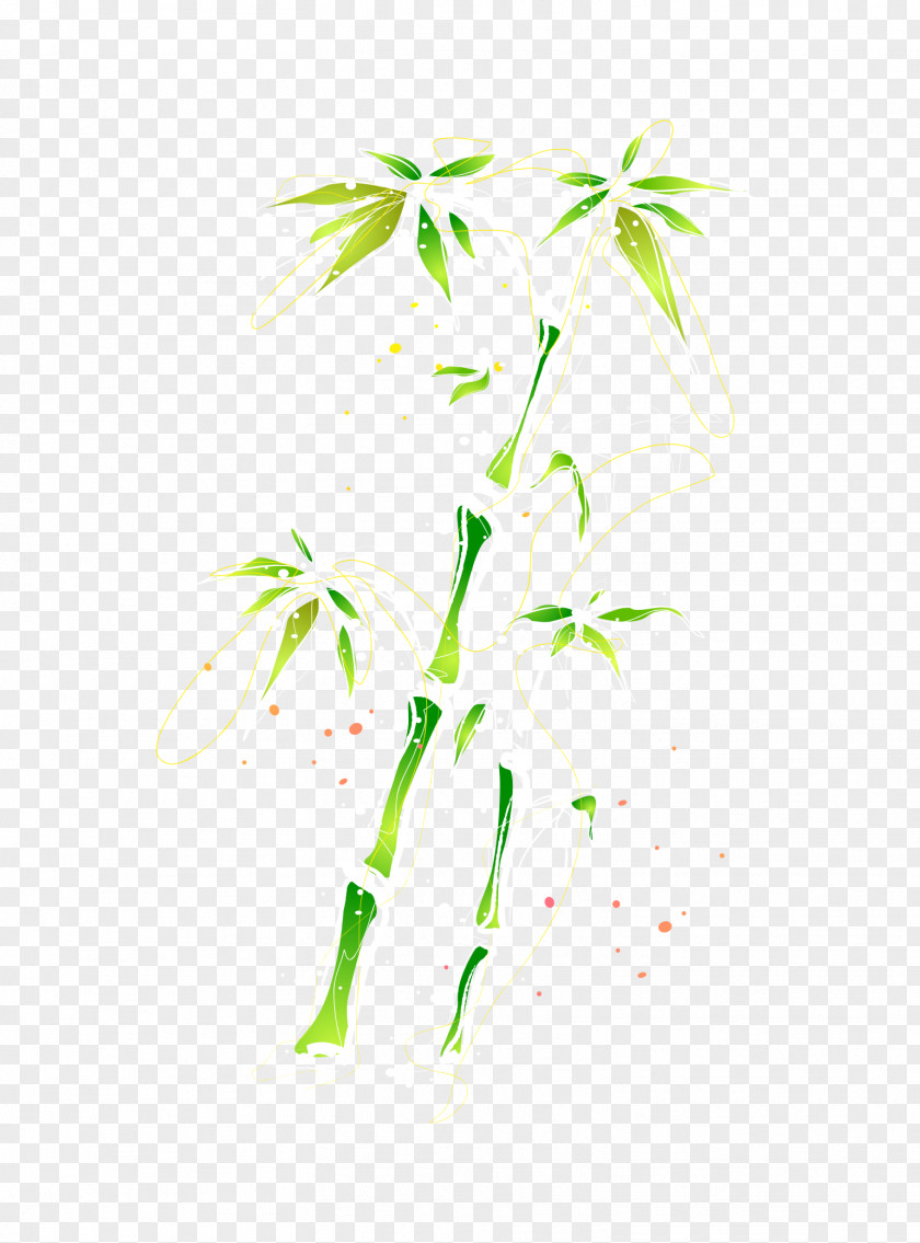 Vector Color Watercolor Chinese Wind Bamboo Painting Clip Art PNG