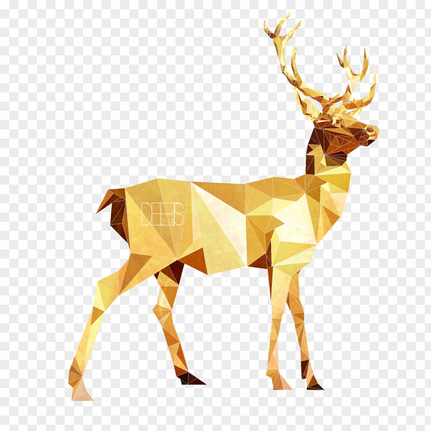 Watercolor Animals Deer Low Poly Gray Wolf Drawing PNG
