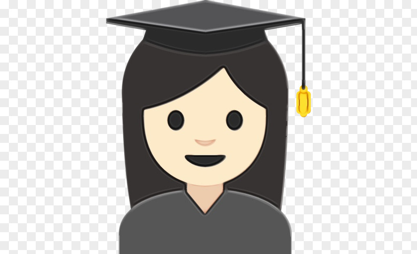Black Hair Diploma Joy Emoji PNG