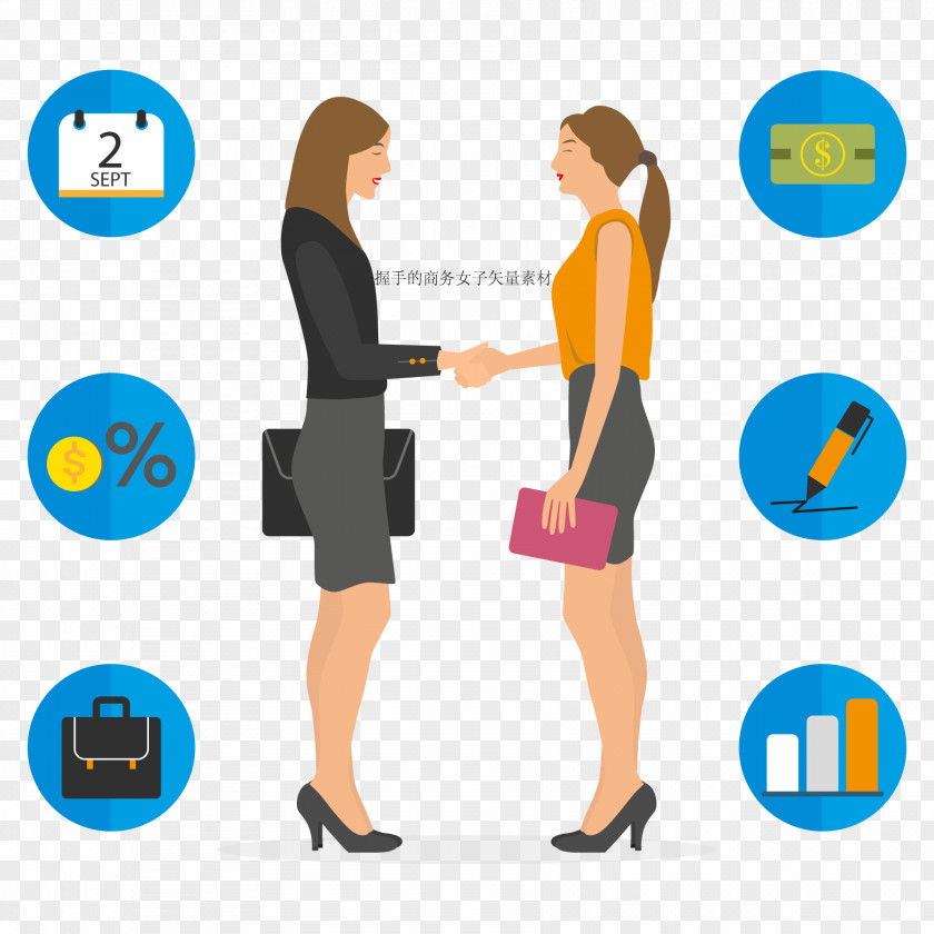 Handshake Business Woman Vector Material Icon PNG