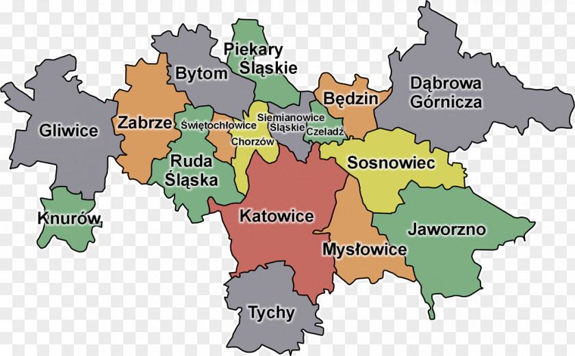 Map Upper Silesian Industrial Region Katowice Urban Area Industry Zapytaj.onet.pl PNG