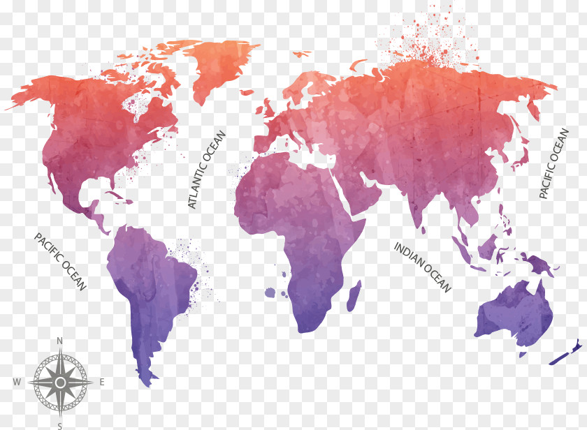 Vector Ink Map Globe World PNG