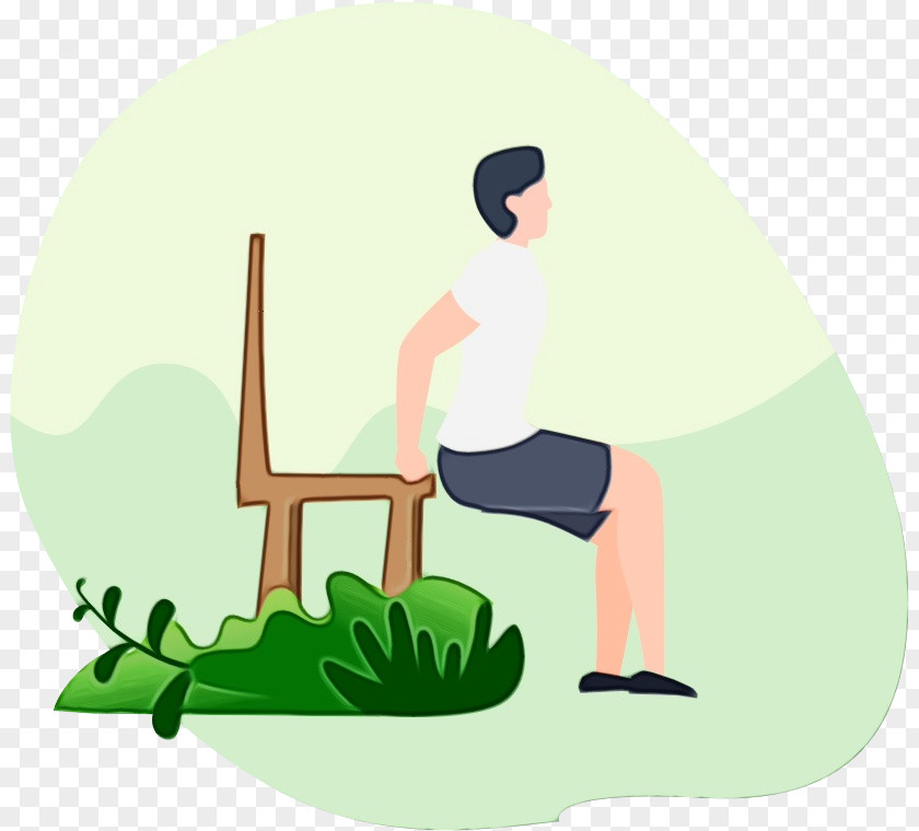Physical Fitness Plant Green Cartoon Sitting Clip Art Grass PNG