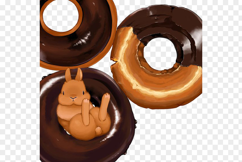 Cartoon Donut Doughnut Chocolate Food Dessert Illustration PNG