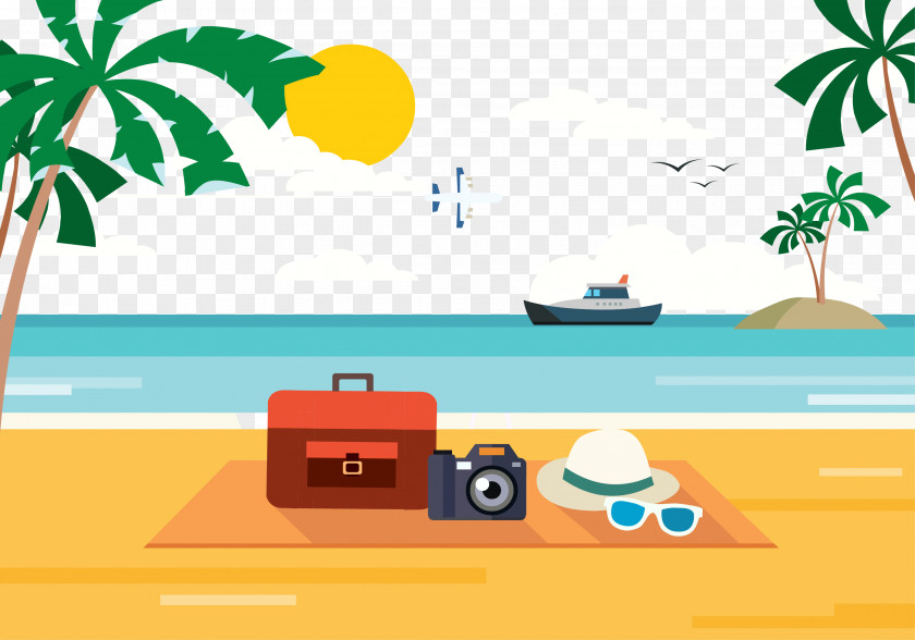 Holiday Beach Poster Illustration PNG