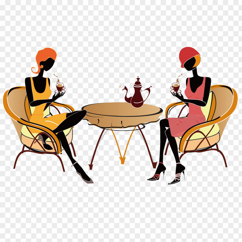 Tea Girlfriends Coffee Cafe Caffxe8 Mocha Painting PNG
