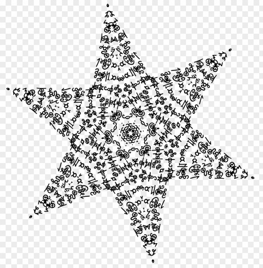 Five-shaped Star Snowflake Shape Line Art PNG