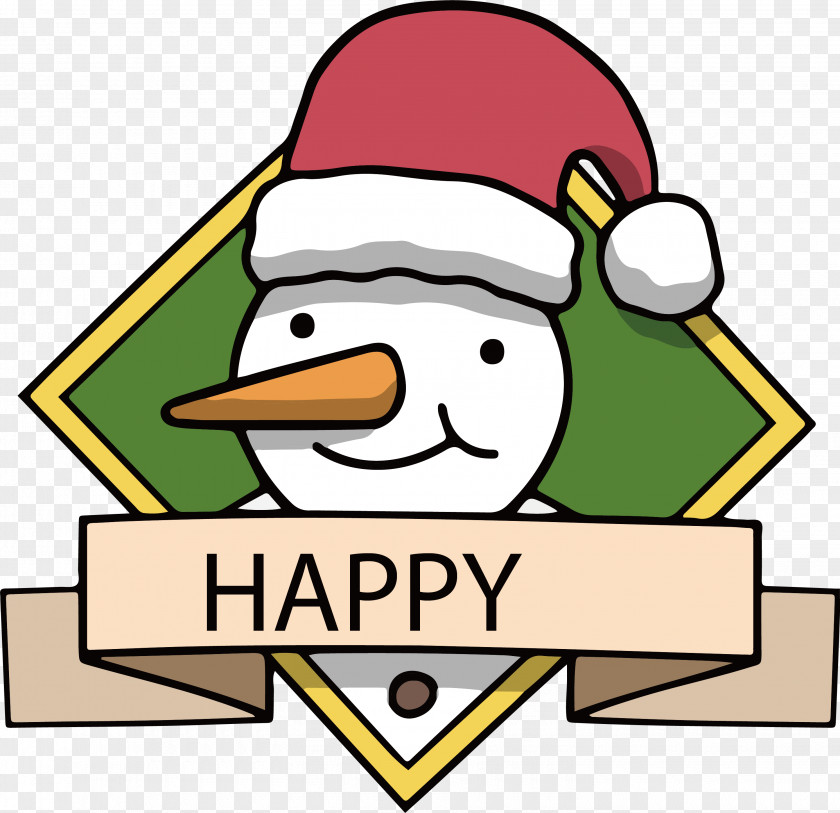 Lovely Snowman Christmas Label Santa Claus Clip Art PNG