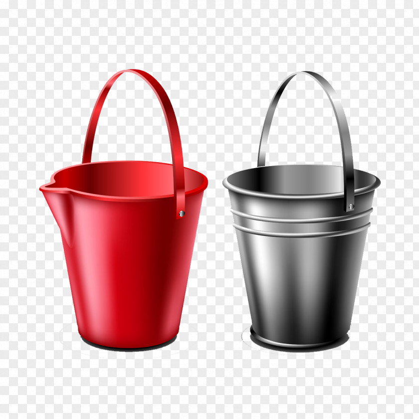 Realistic Bucket Red White Pull Away Paint Illustration PNG