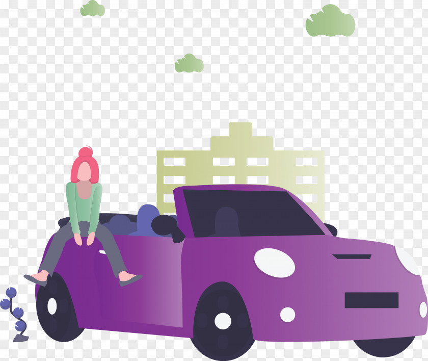 Green Vehicle Violet Pink Cartoon PNG