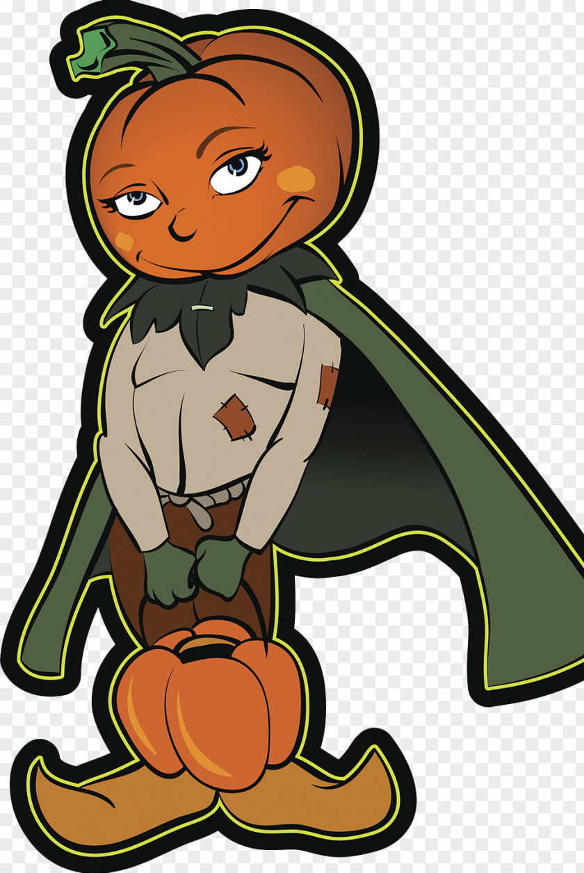 Halloween Pumpkin Head Illustration PNG