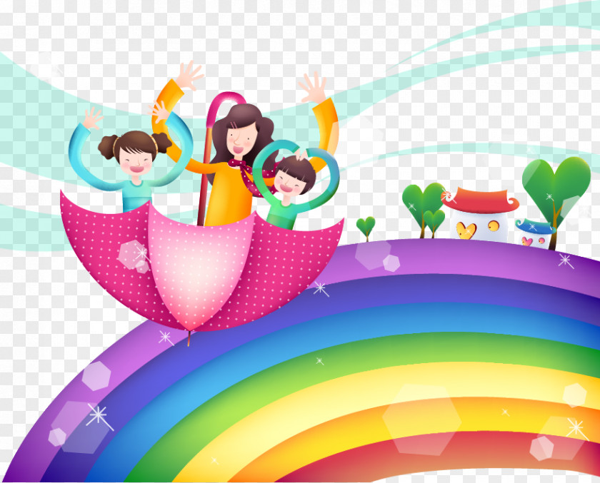 Vector Cartoon Illustration Of Mother And Child Play PNG