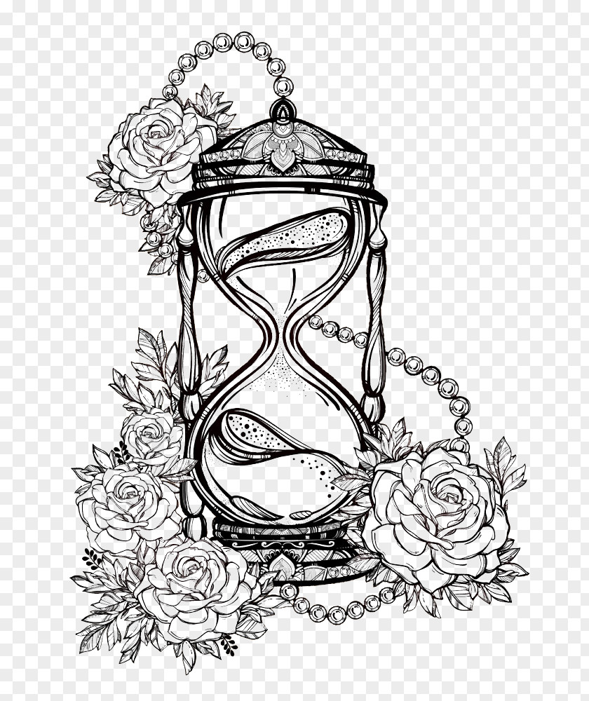 Rose Lines Hourglass Drawing Sketch PNG