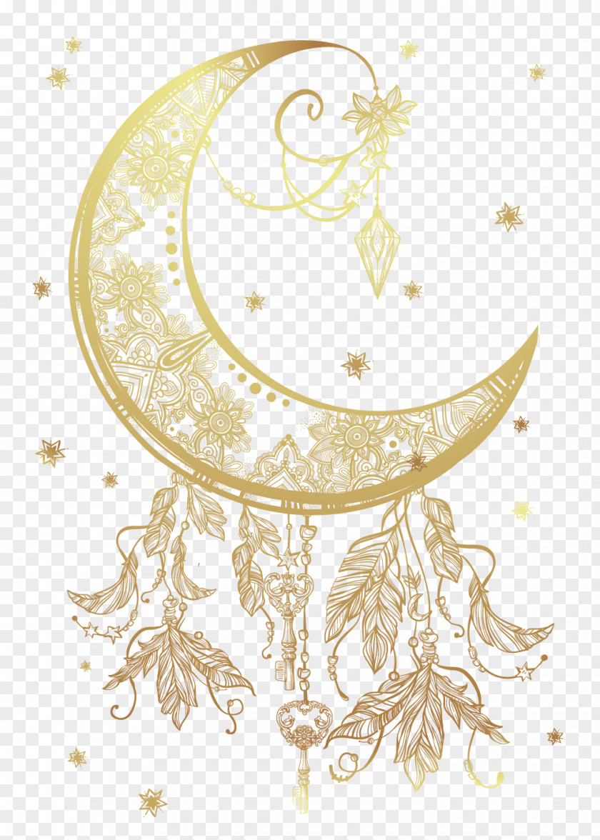 Golden Moon Illustration Euclidean Vector Alchemy PNG