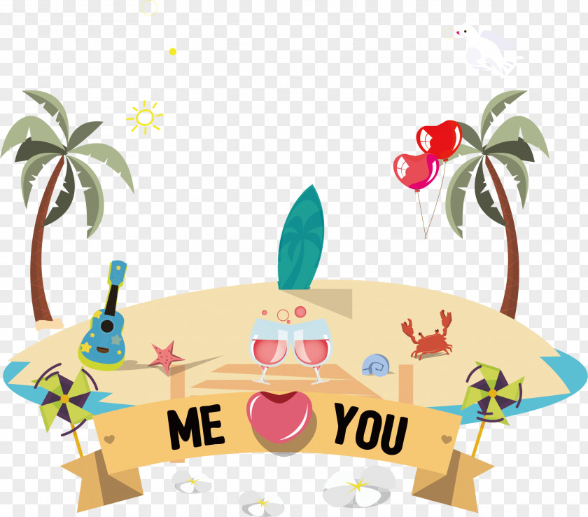 Summer Beach Background Wedding Invitation Couple Clip Art PNG