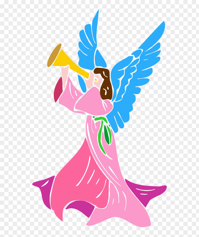 Angel Blowing Horn Clip Art Vector Graphics Openclipart Trumpet Image PNG