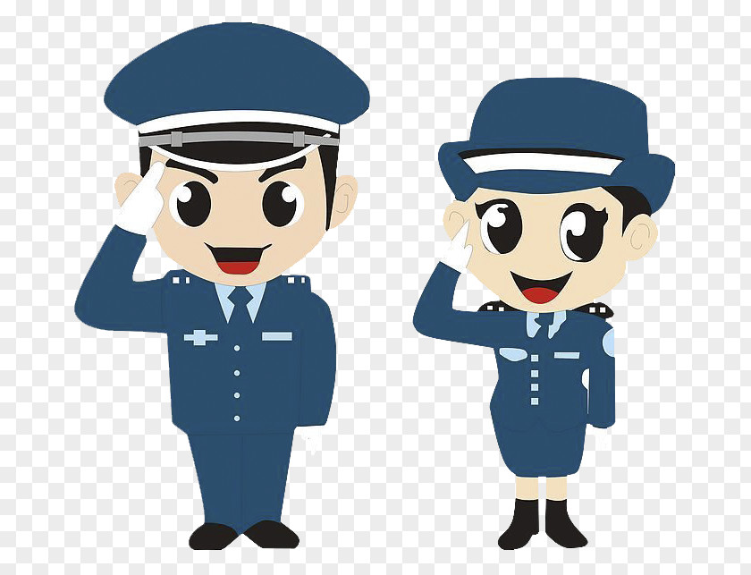 Cartoon Male And Female Police Salute China Officer PNG