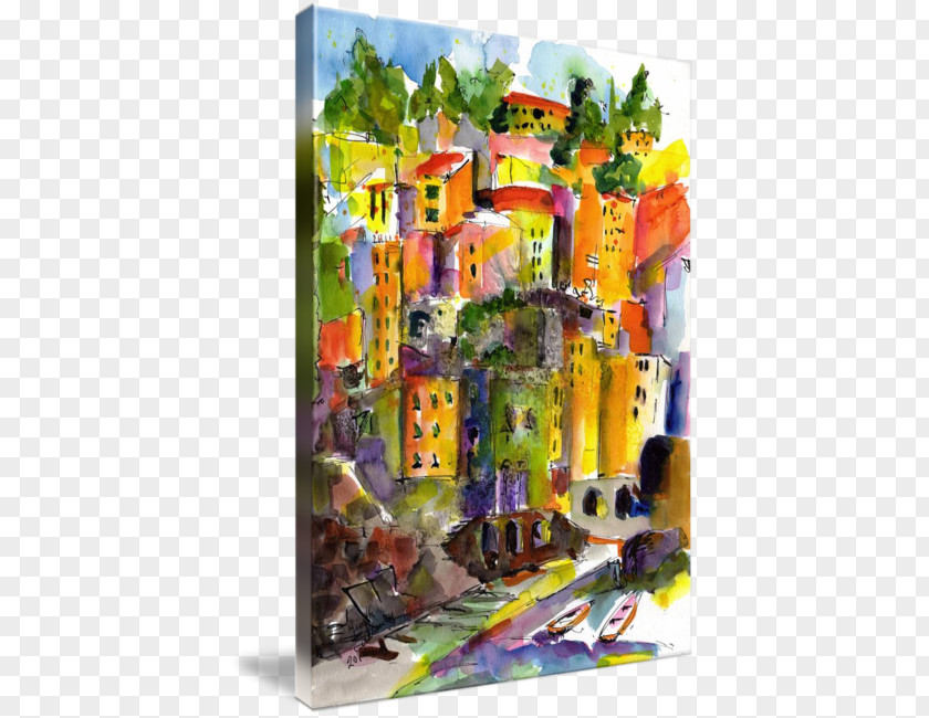 Cinque Terre Watercolor Painting Still Life Art Mixed Media PNG