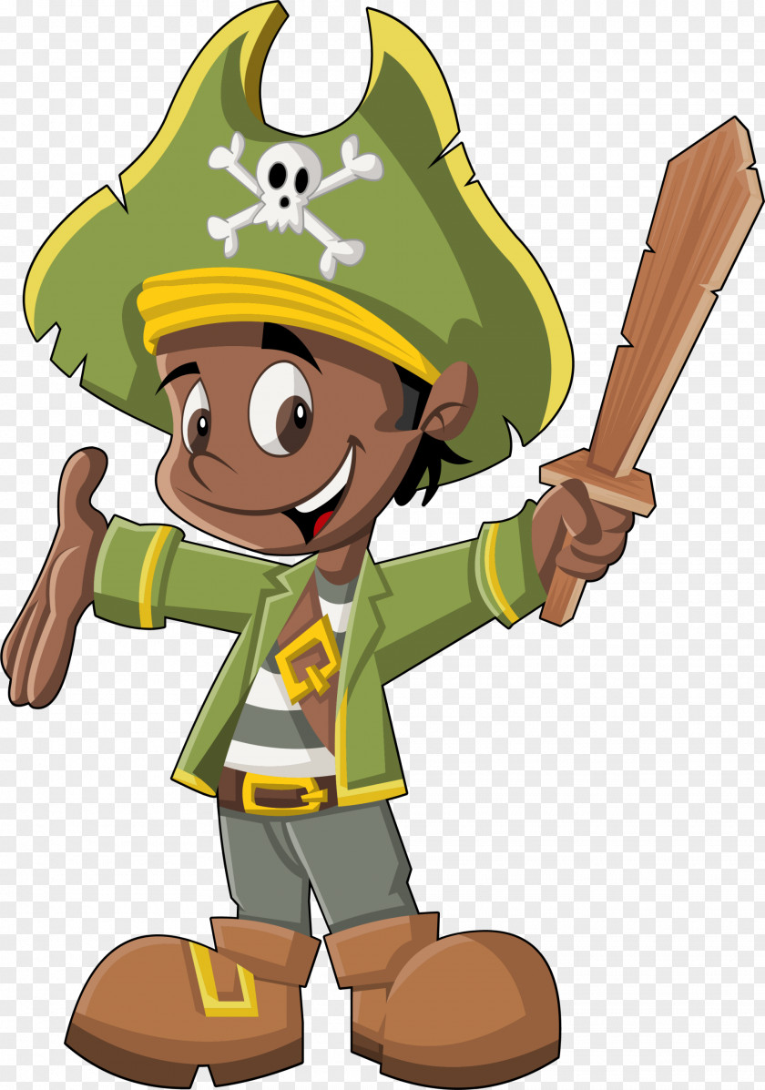 Green Cartoon Pirate Piracy Drawing Illustration PNG