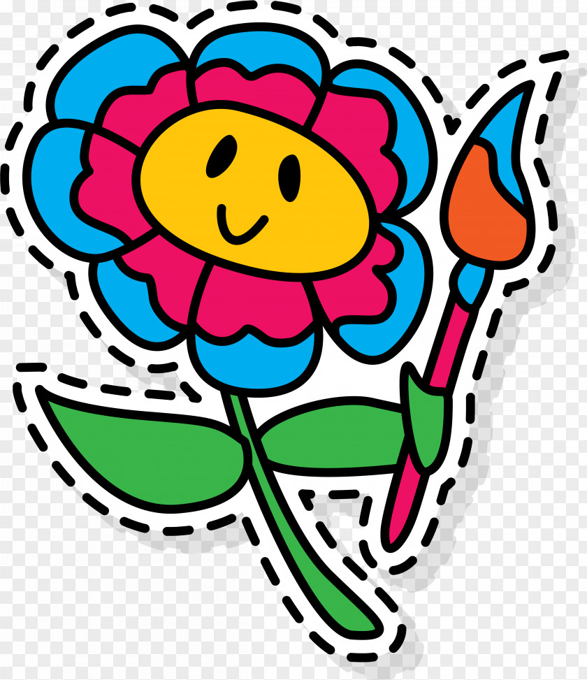 Colored Sunflower Label Clip Art PNG