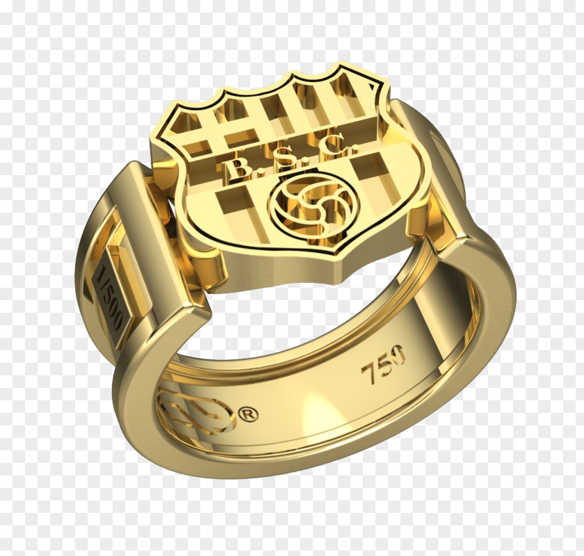Ring Barcelona S.C. FC Gold Silver PNG