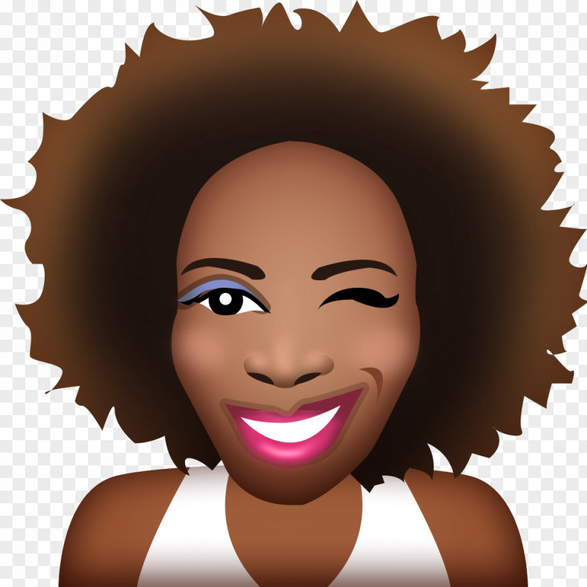 Emoji Afro Runner Hair Coloring Eyelash PNG