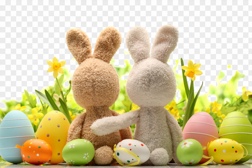 Exquisite Easter Ad Elements Bunny Egg Holiday Wallpaper PNG