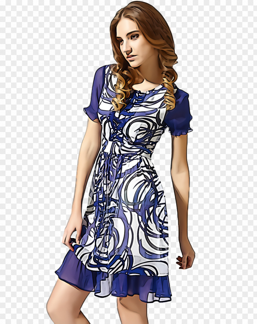 Electric Blue Sleeve Clothing Fashion Model Day Dress Cobalt PNG