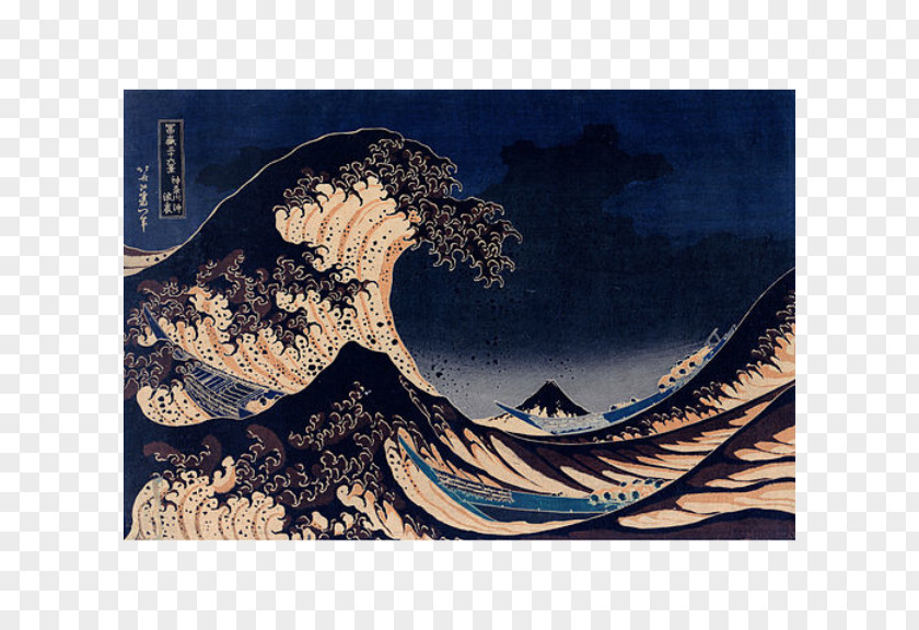 Painting The Great Wave Off Kanagawa Canvas Print Art PNG