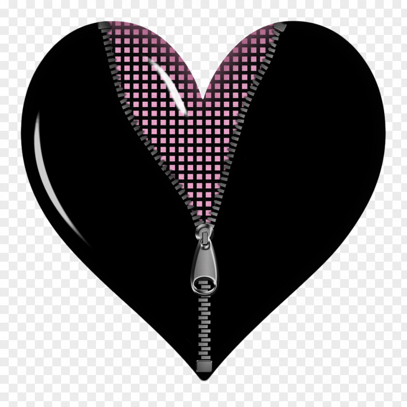 Black Zipped Heart Picture Clip Art PNG