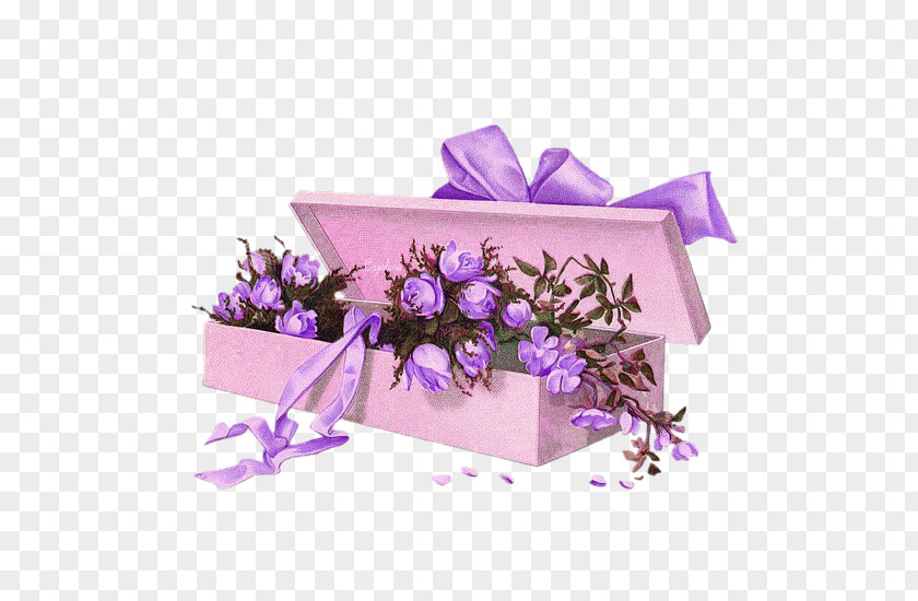 Purple Flowers Bouquet Gift Box Decoration Pattern Paper Flower Rose Greeting Card PNG