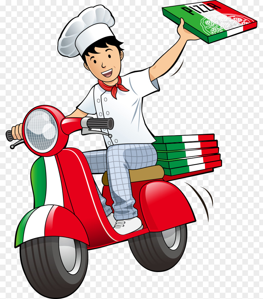 Vector Pizza Deliveryman Delivery Take-out Restaurant PNG