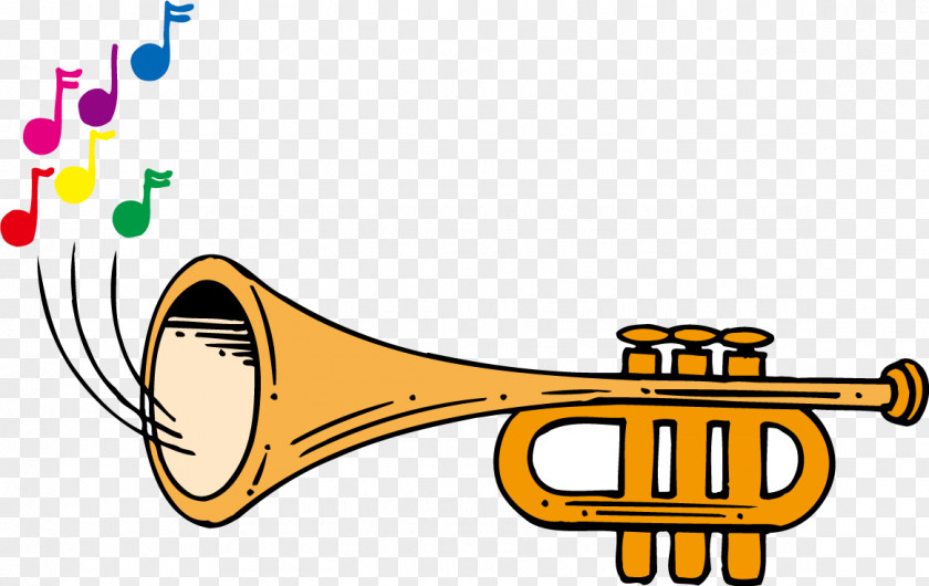 Cartoon Trumpet Vector Musical Instrument Animation Drawing PNG