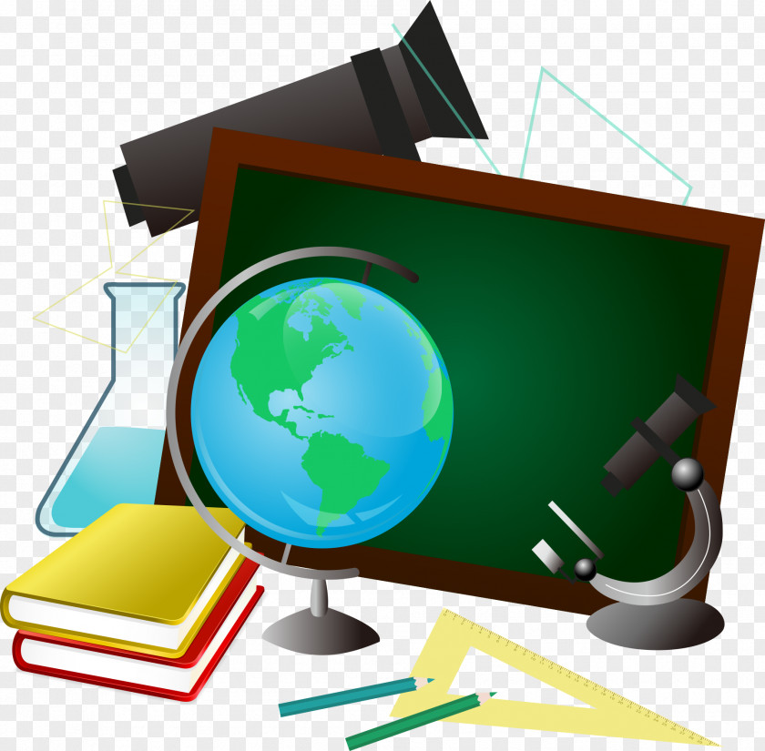 Vector Globe With Blackboard Euclidean Science Clip Art PNG