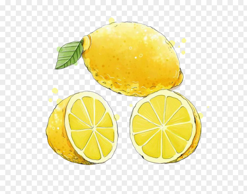 Hand-painted Lemon Yellow Fruit Juice PNG
