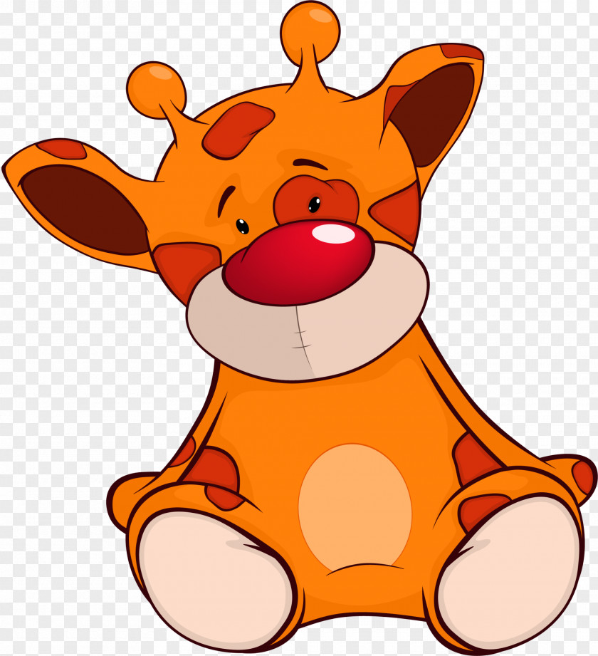 Orange Cartoon Giraffe Stuffed Toy Funny Animal Clip Art PNG