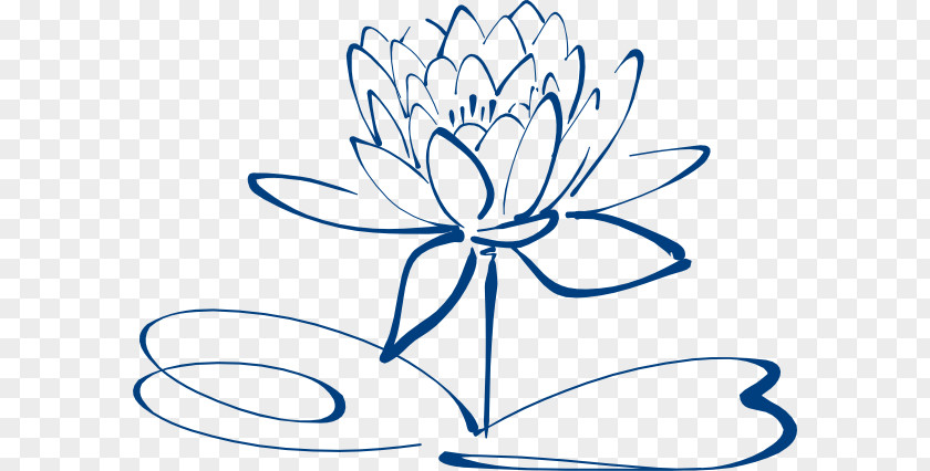 Simple Flower Outline Nelumbo Nucifera Black And White Clip Art PNG