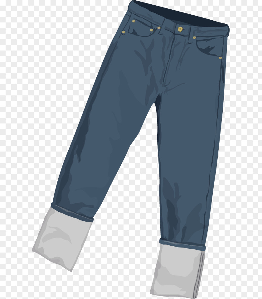 Vector Hand-painted Jeans Trousers PNG