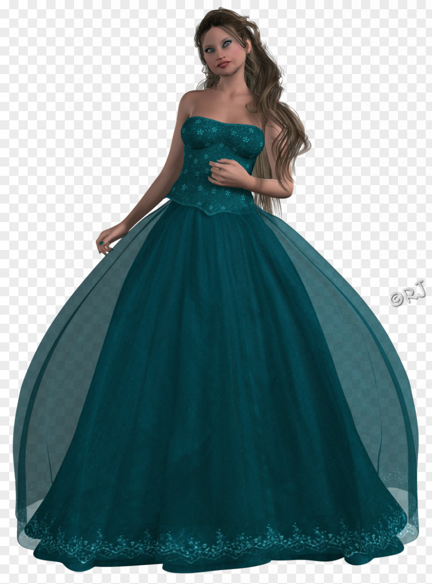 Prom Dress Blue Aqua Turquoise Teal PNG