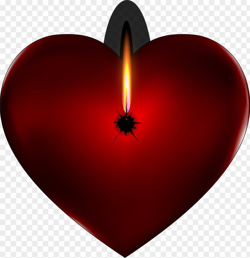 Red Love Candle Material Heart Computer Wallpaper PNG