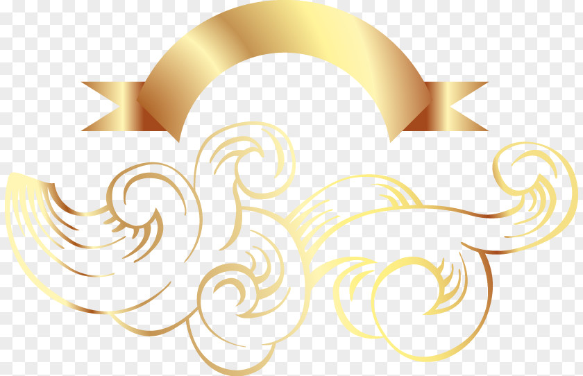 Hand-painted Gold Ribbon Patterns Clip Art PNG