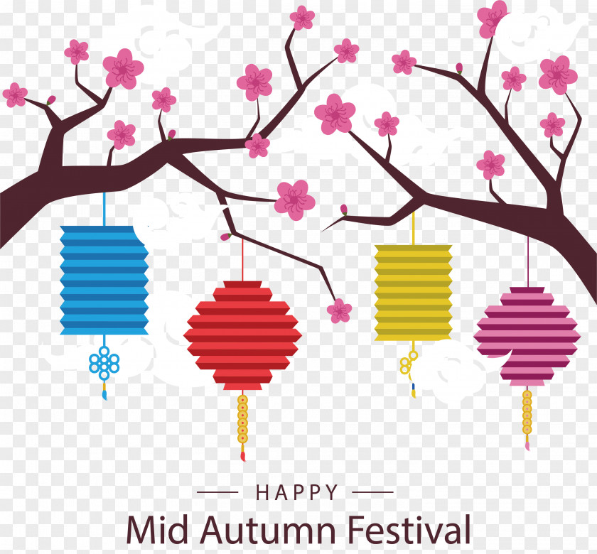 Mid Autumn Festival Colored Lantern Mooncake Mid-Autumn PNG