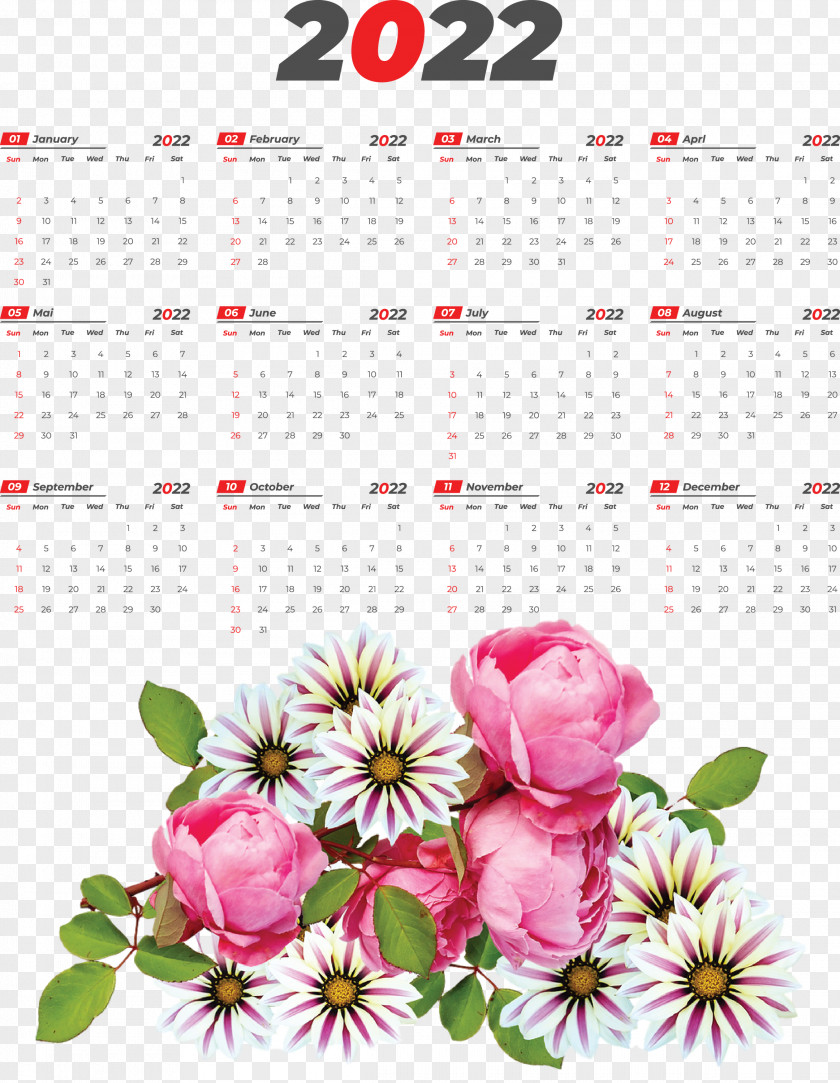 2022 Printable Yearly Calendar 2022 Calendar PNG