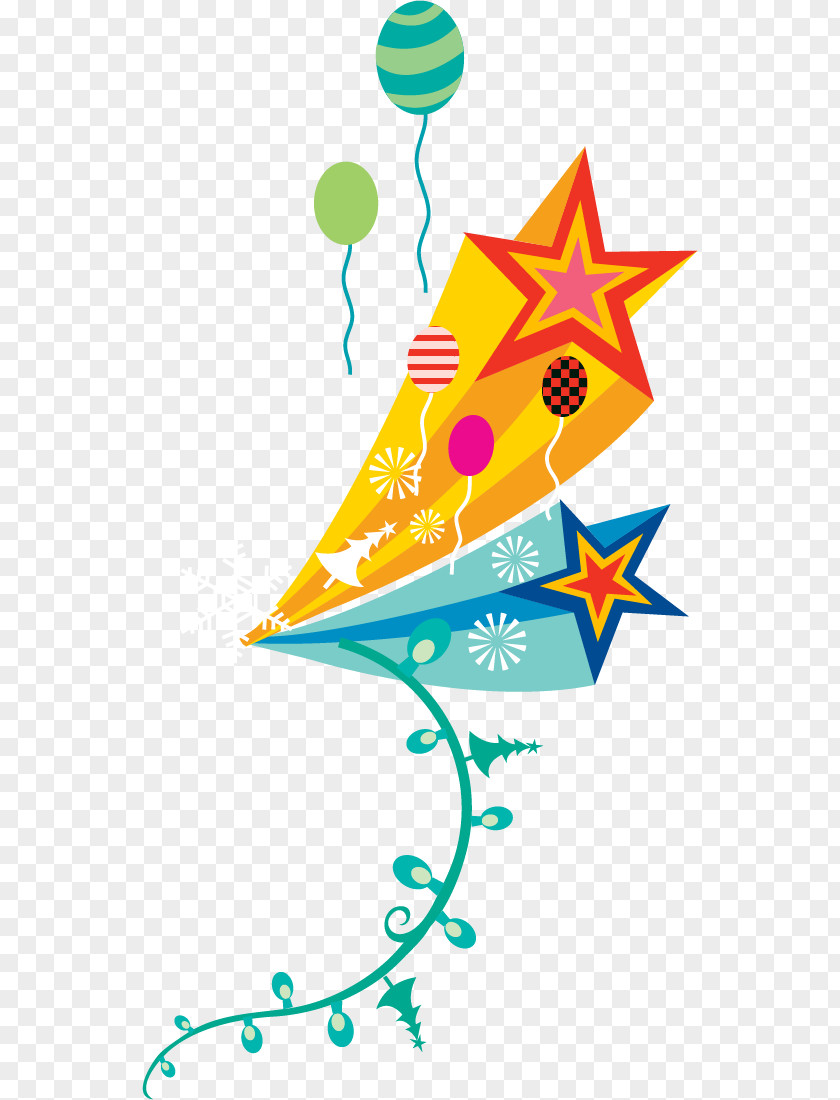 Balloons Vector Material Five Star Fireworks Christmas Illustration PNG