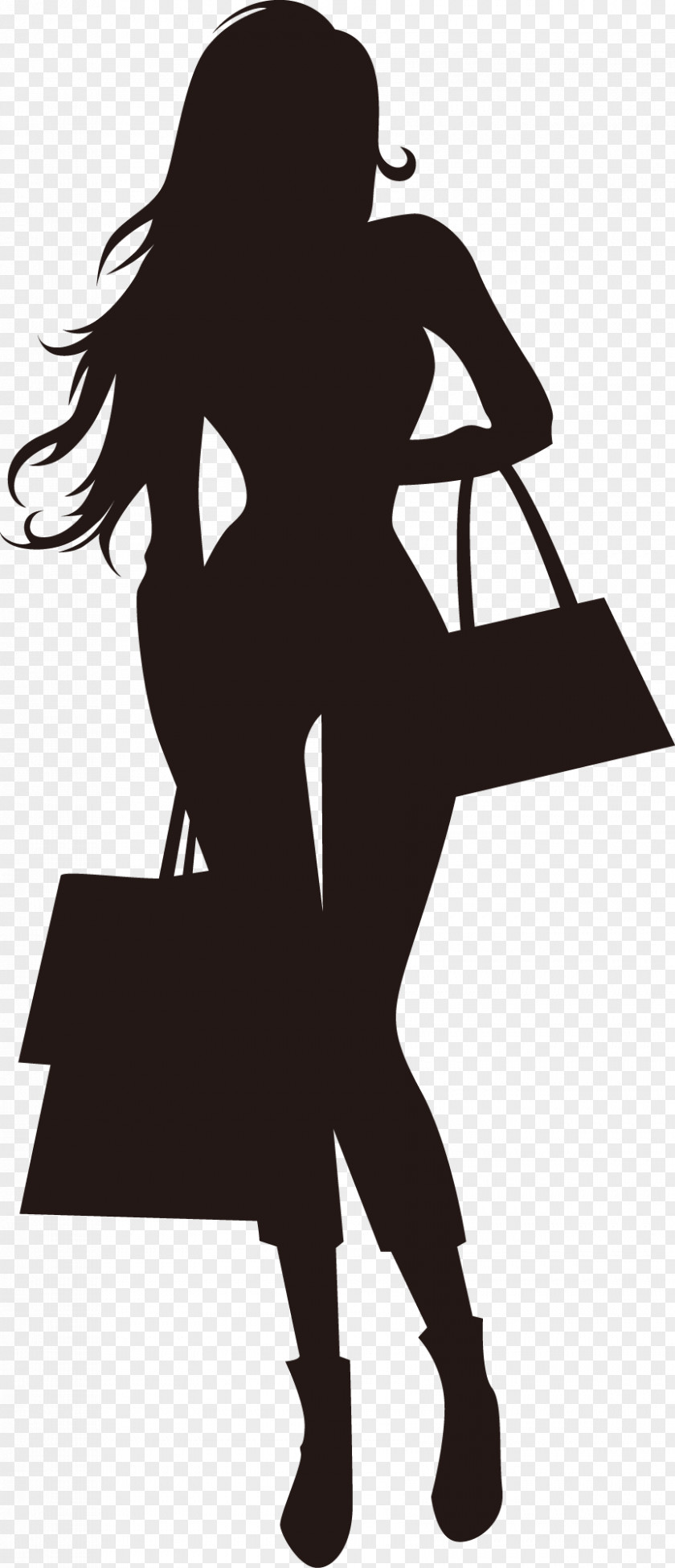 Fashion Silhouette PNG , shopping girl silhouette, silhouette of woman carrying tote bags illustration clipart PNG